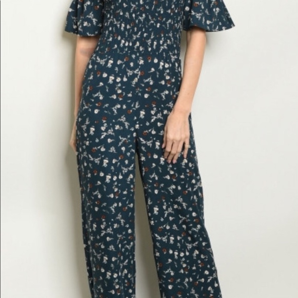 Women's Jumpsuit Green Floral